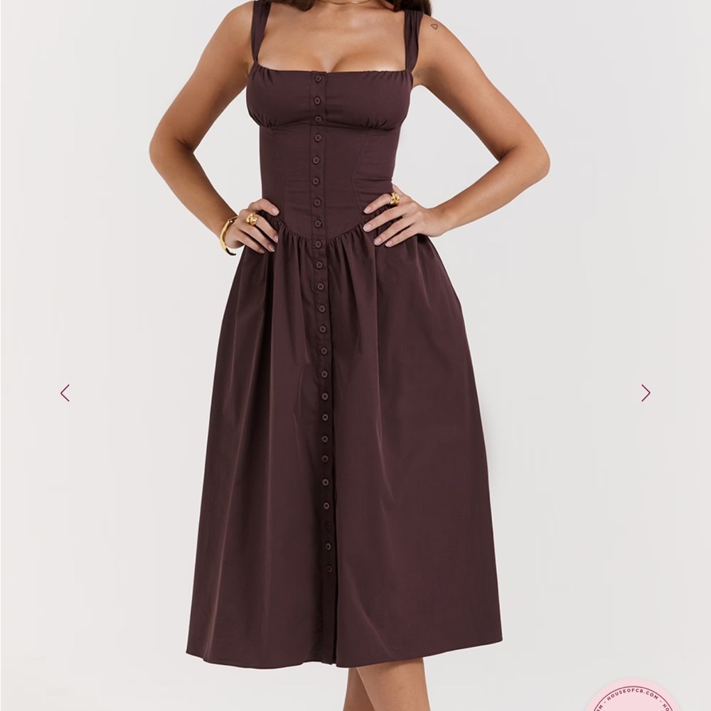 House of CB Tatiana Brown Midi Dress